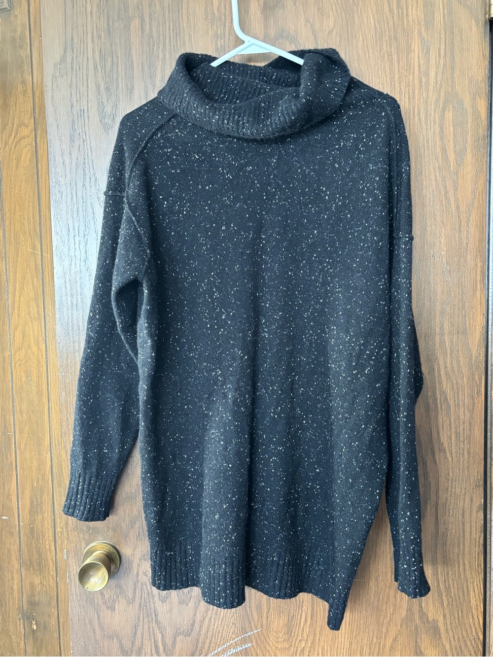 Athleta Bayshore Black Speckled Wool Cashmere Turtleneck Sweater